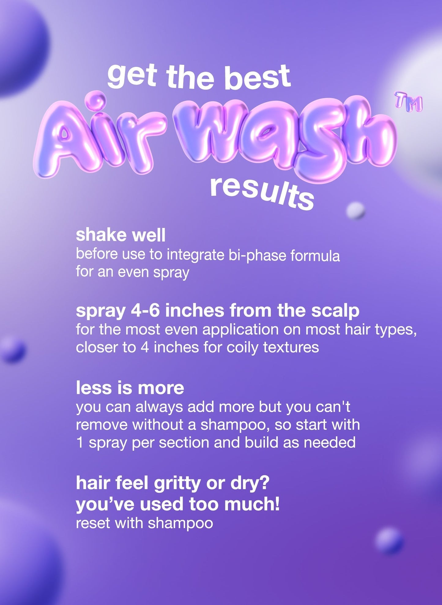 Mini AirWashTM dry shampoo